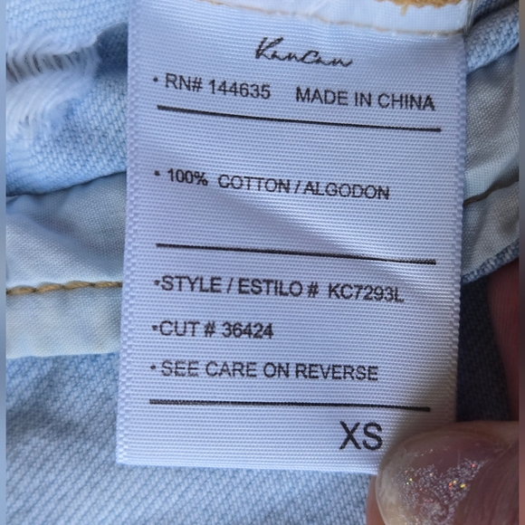 KanCan Los Angeles Distressed Raw Hem Denim Jacket - XS - Picture 6 of 6